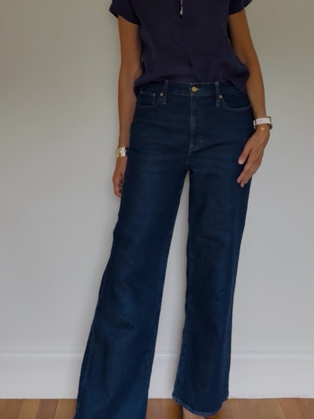 J. Crew Dark Indigo Wide-Leg High-Rise Jeans
